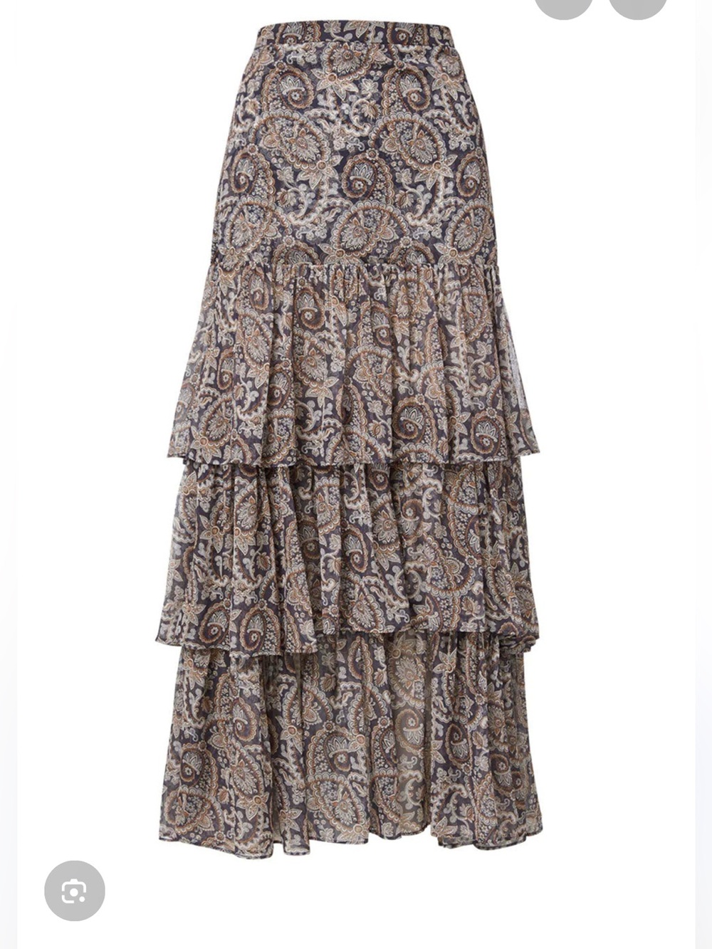 Veronica Beard Shailene Paisley Ruffle Tiered Midi Skirt